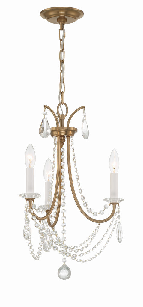 ##Antique Hardware## Karrington 3 Light Aged Brass Mini Chandelier