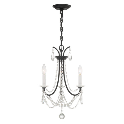 ##Antique Hardware## Karrington 3 Light Matte Black Mini Chandelier