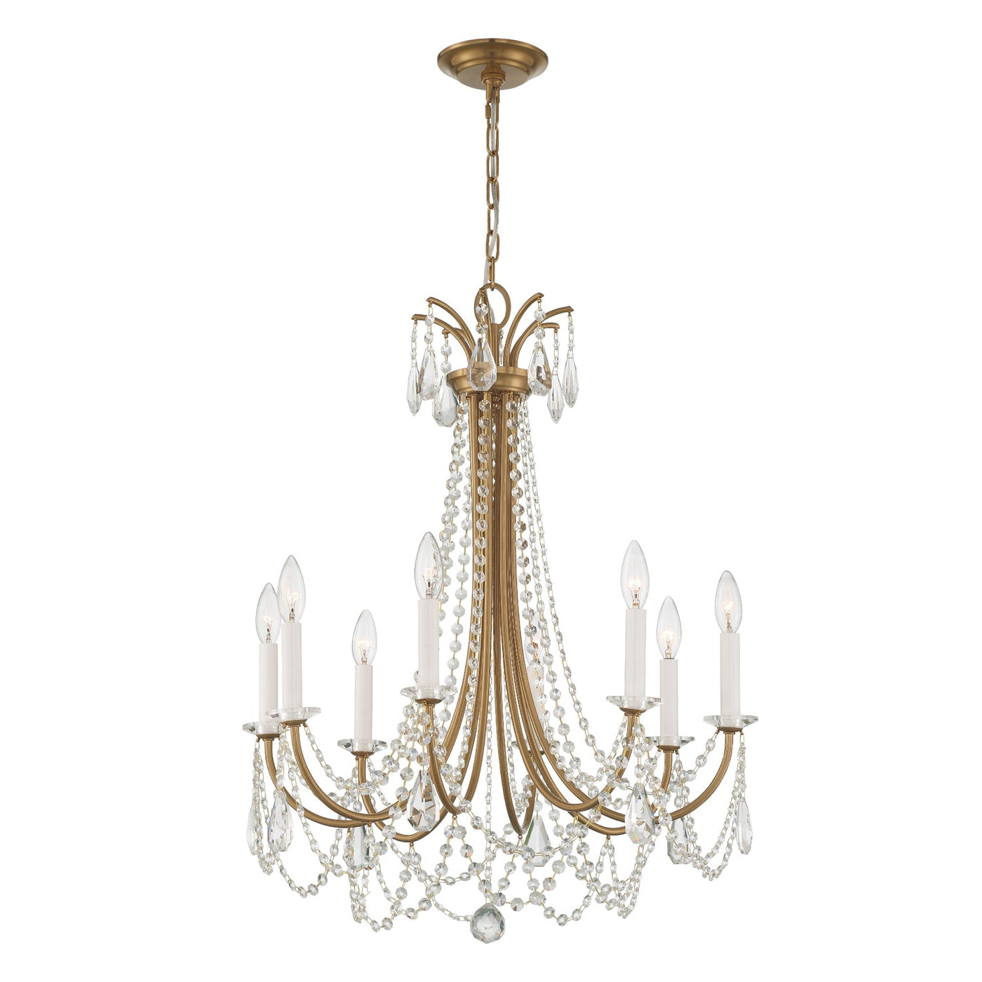 ##Antique Hardware## Karrington 8 Light Aged Brass Chandelier