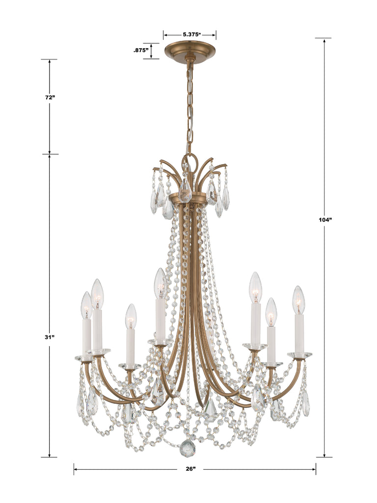 ##Antique Hardware## Karrington 8 Light Aged Brass Chandelier