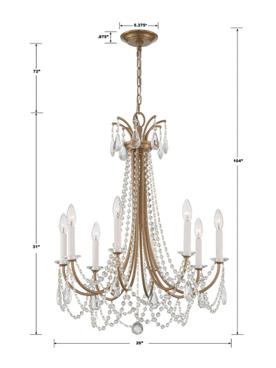 ##Antique Hardware## Karrington 8 Light Aged Brass Chandelier