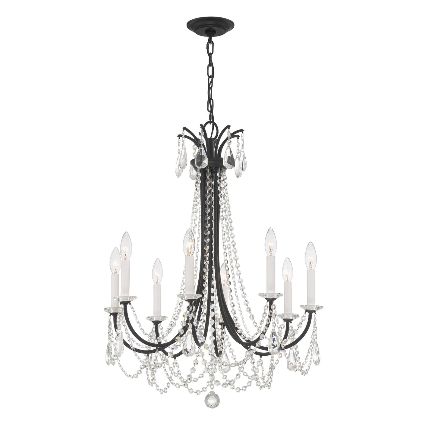 ##Antique Hardware## Karrington 8 Light Matte Black Chandelier