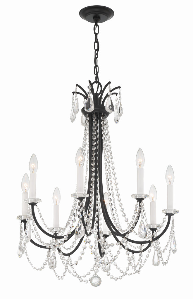 ##Antique Hardware## Karrington 8 Light Matte Black Chandelier