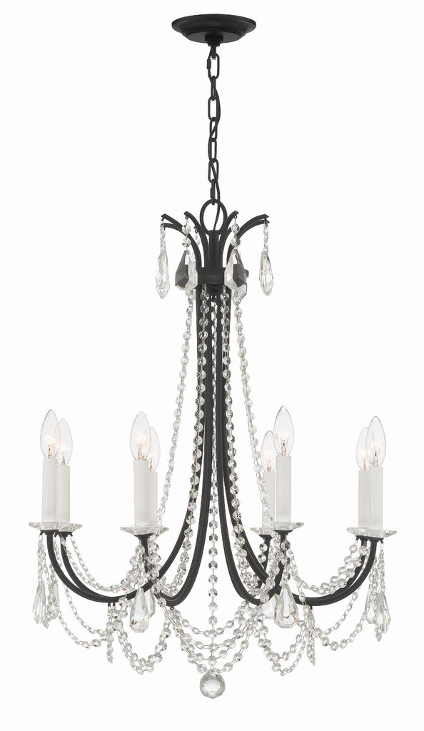 ##Antique Hardware## Karrington 8 Light Matte Black Chandelier