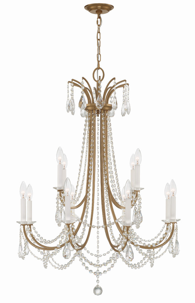 ##Antique Hardware## Karrington 12 Light Aged Brass Chandelier