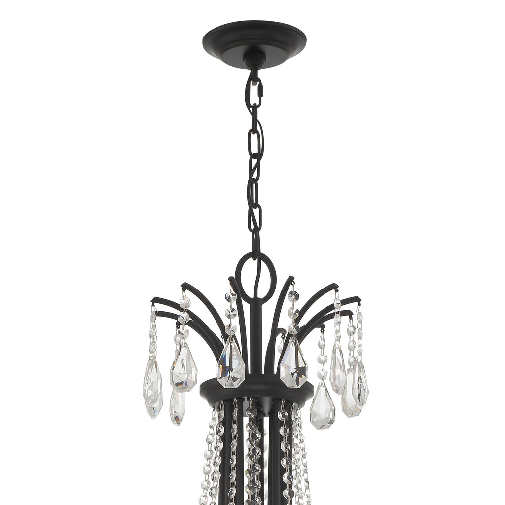 ##Antique Hardware## Karrington 12 Light Matte Black Chandelier