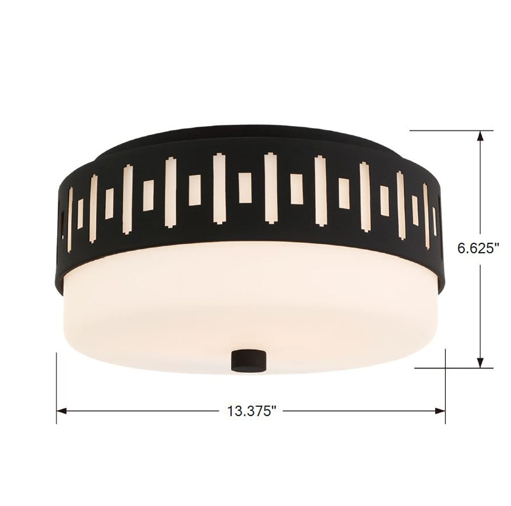 ##Antique Hardware## Keaton 2 Light Black Forged Flush Mount