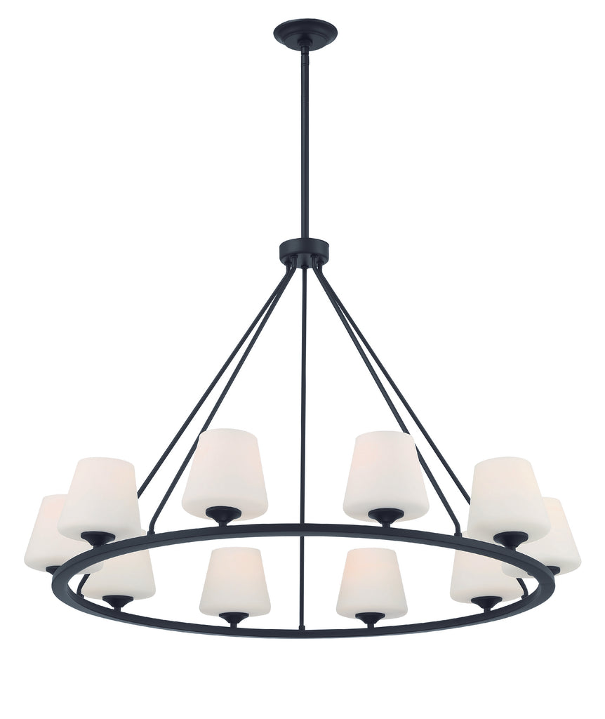 ##Antique Hardware## Keenan 10 Light Matte Black Chandelier