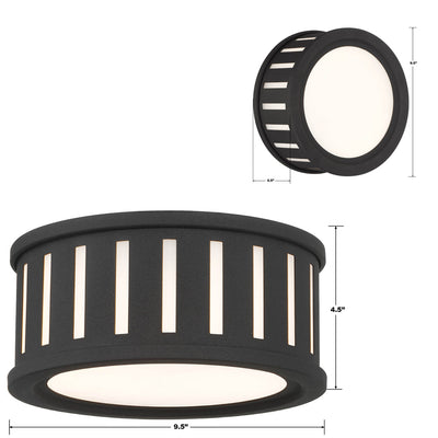 ##Antique Hardware## Kendal 2 Light Black Forged Flush Mount