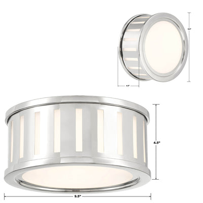 ##Antique Hardware## Kendal 2 Light Polished Nickel Flush Mount