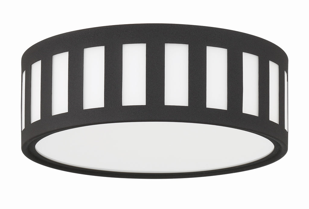 ##Antique Hardware## Kendal 3 Light Black Forged Flush Mount