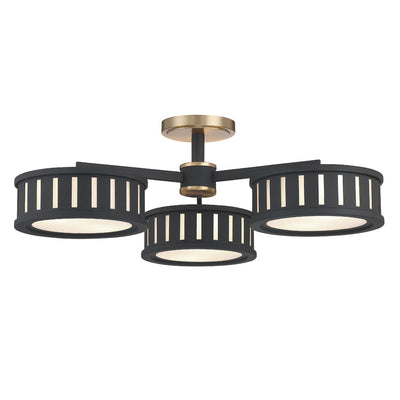 ##Antique Hardware## Kendal 6 Light Vibrant Gold + Black Forged Semi Flush Mount