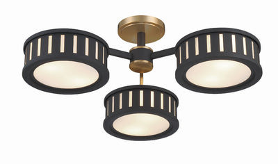 ##Antique Hardware## Kendal 6 Light Vibrant Gold + Black Forged Semi Flush Mount