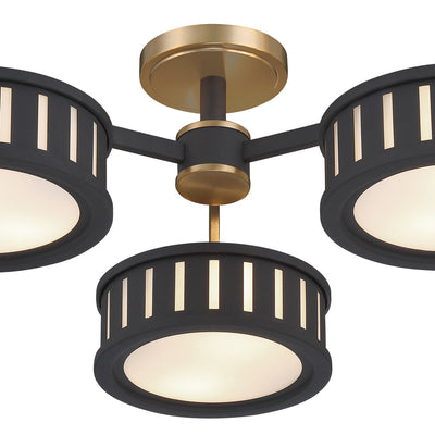 ##Antique Hardware## Kendal 6 Light Vibrant Gold + Black Forged Semi Flush Mount