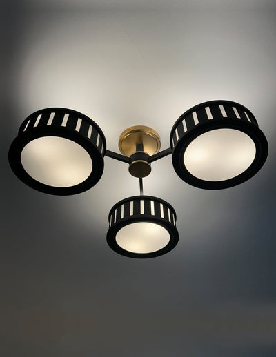 ##Antique Hardware## Kendal 6 Light Vibrant Gold + Black Forged Semi Flush Mount