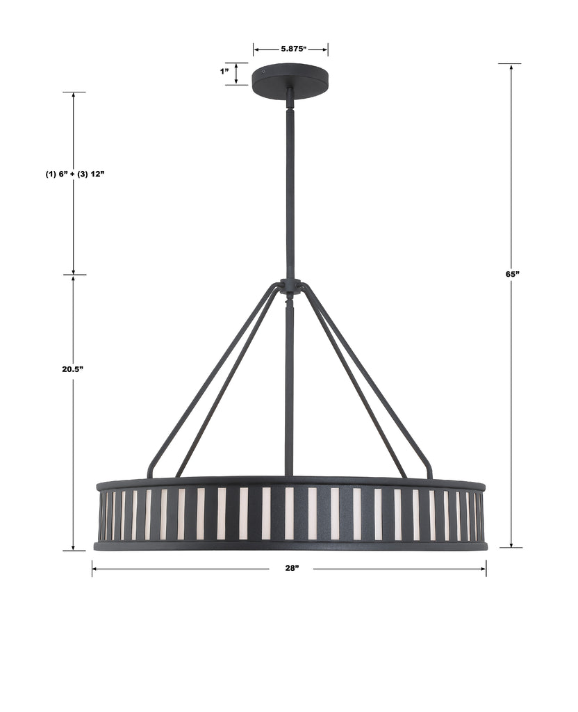 ##Antique Hardware## Kendal 6 Light Black Forged Chandelier