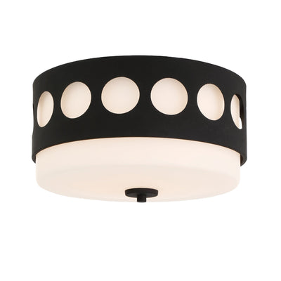 ##Antique Hardware## Kirby 2 Light Black Forged Flush Mount