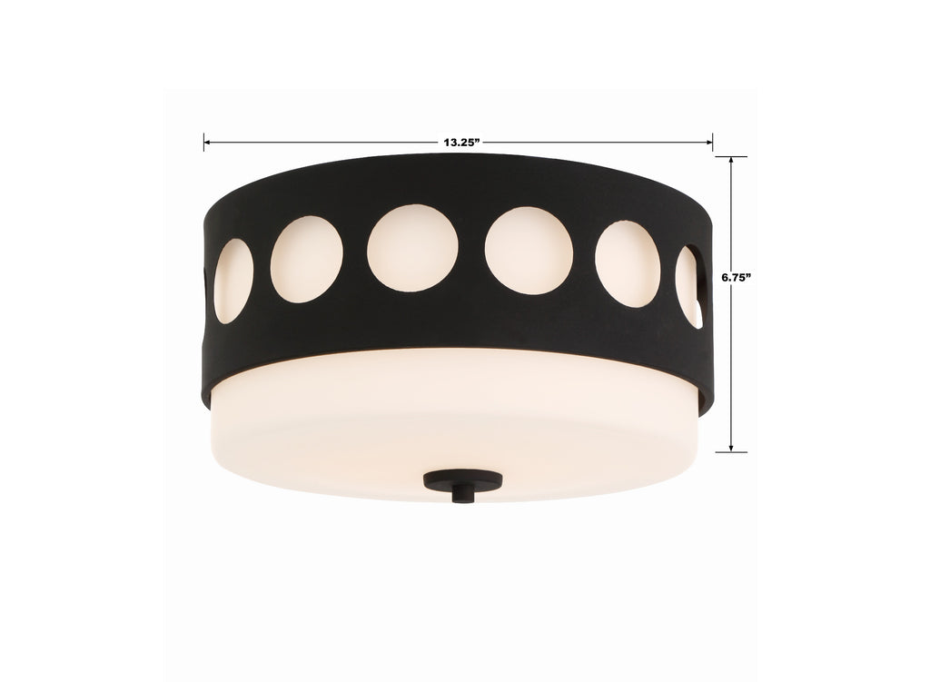 ##Antique Hardware## Kirby 2 Light Black Forged Flush Mount