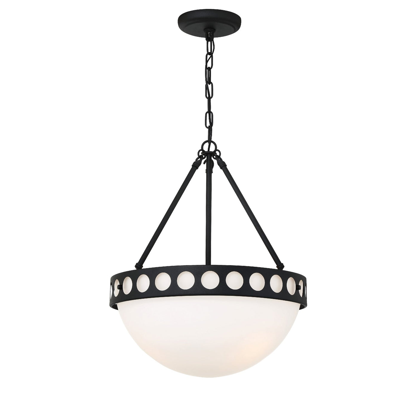 ##Antique Hardware## Kirby 3 Light Black Forged Chandelier