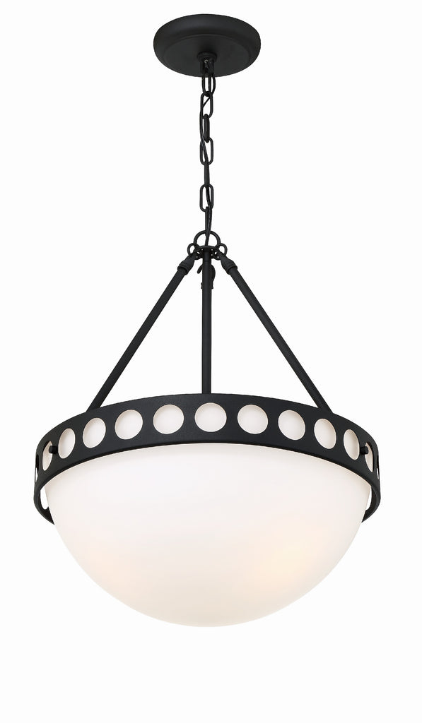 ##Antique Hardware## Kirby 3 Light Black Forged Chandelier