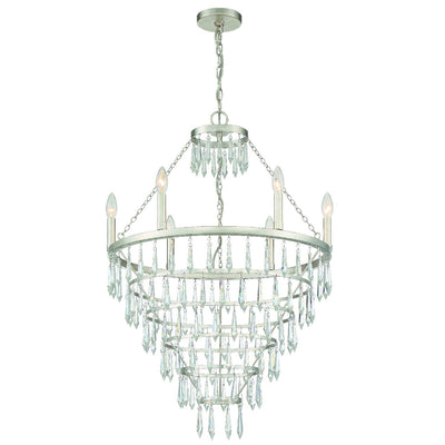 ##Antique Hardware## Lucille 6 Light Antique Silver Chandelier