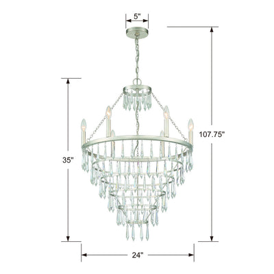 ##Antique Hardware## Lucille 6 Light Antique Silver Chandelier