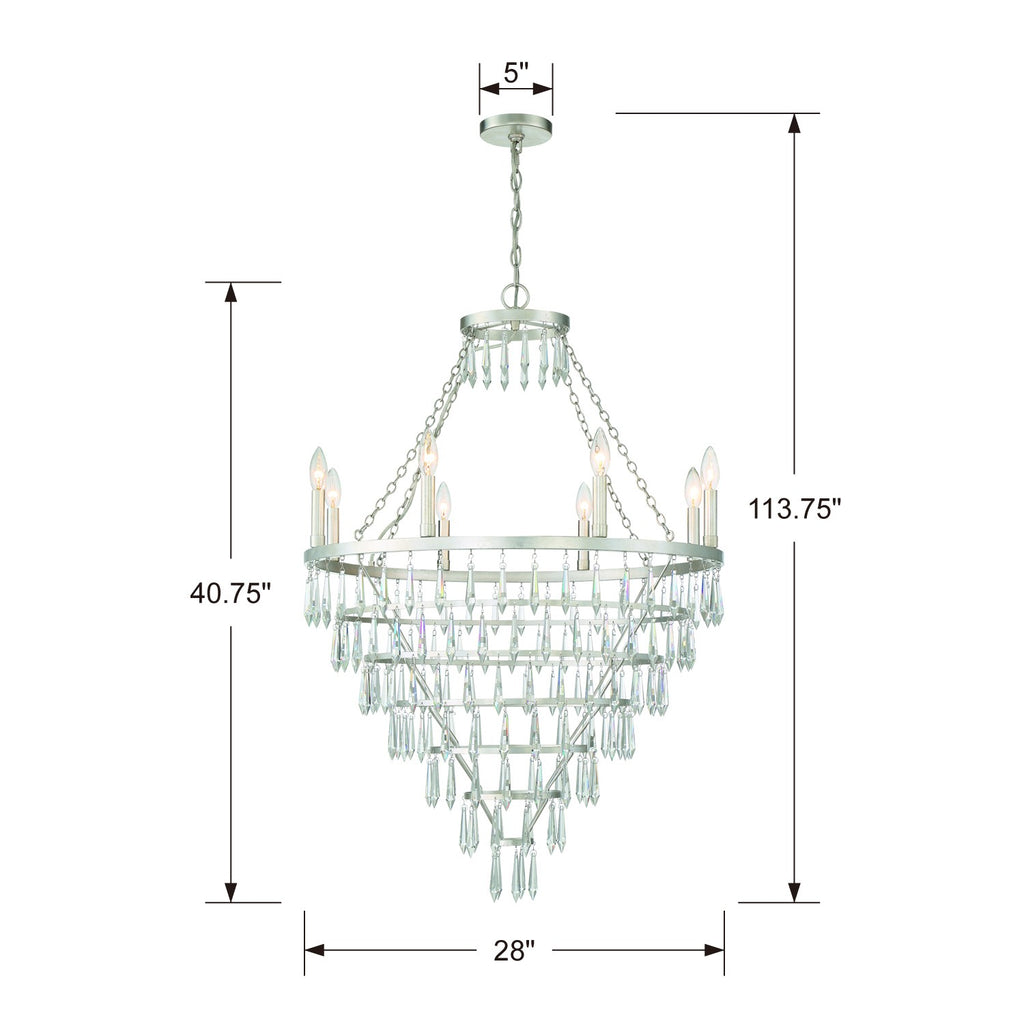 ##Antique Hardware## Lucille 8 Light Antique Silver Chandelier