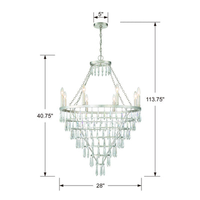 ##Antique Hardware## Lucille 8 Light Antique Silver Chandelier