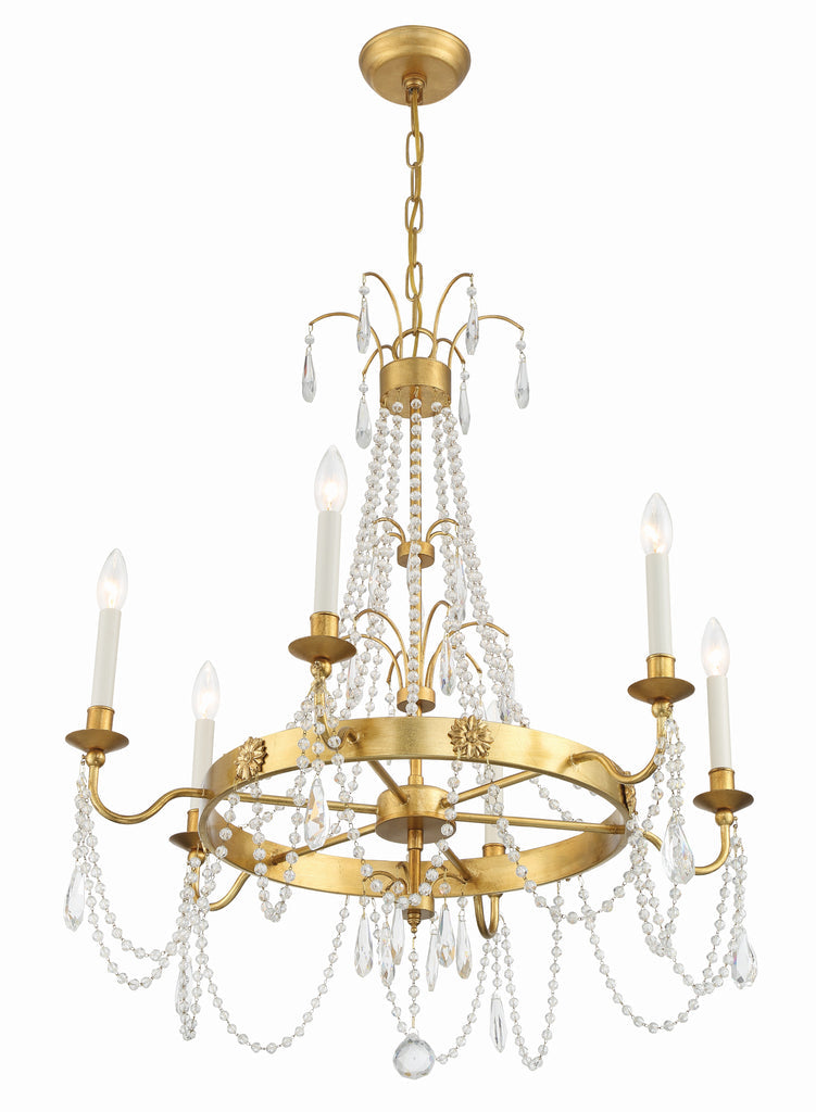 ##Antique Hardware## Maizey 6 Light Antique Gold Chandelier