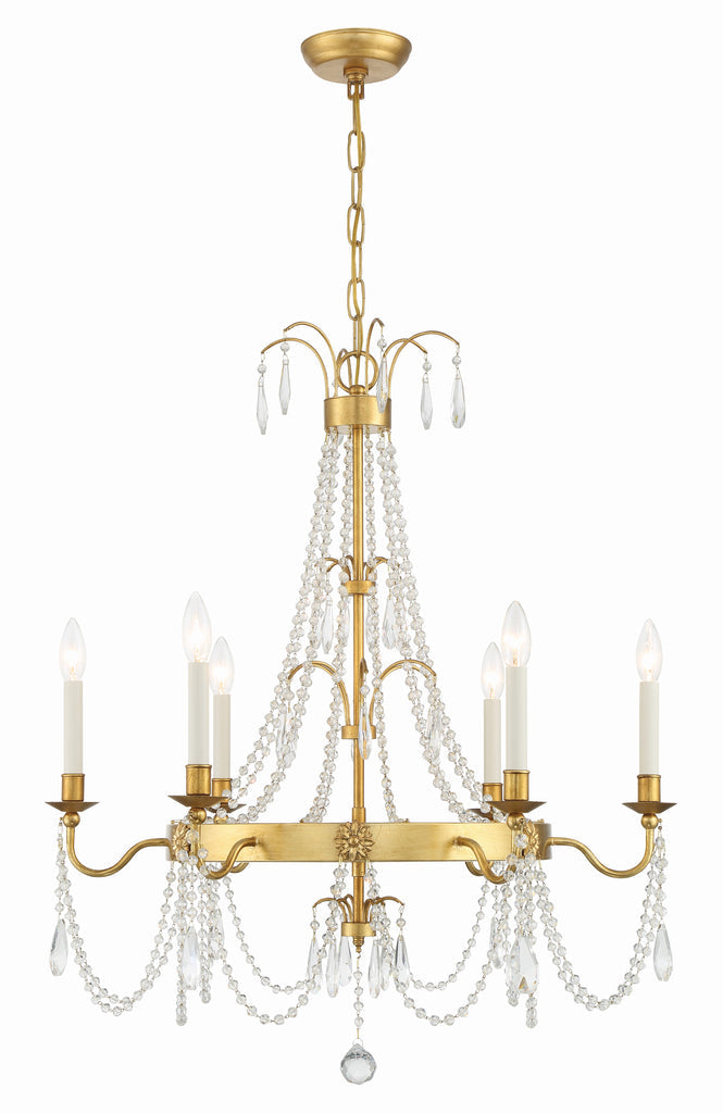 ##Antique Hardware## Maizey 6 Light Antique Gold Chandelier