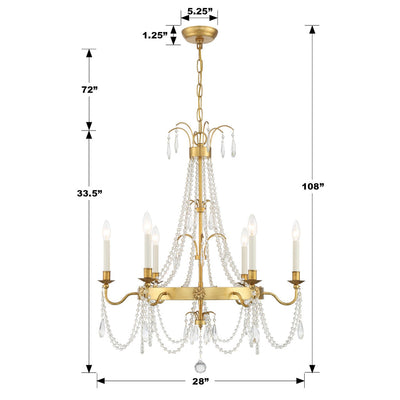 ##Antique Hardware## Maizey 6 Light Antique Gold Chandelier