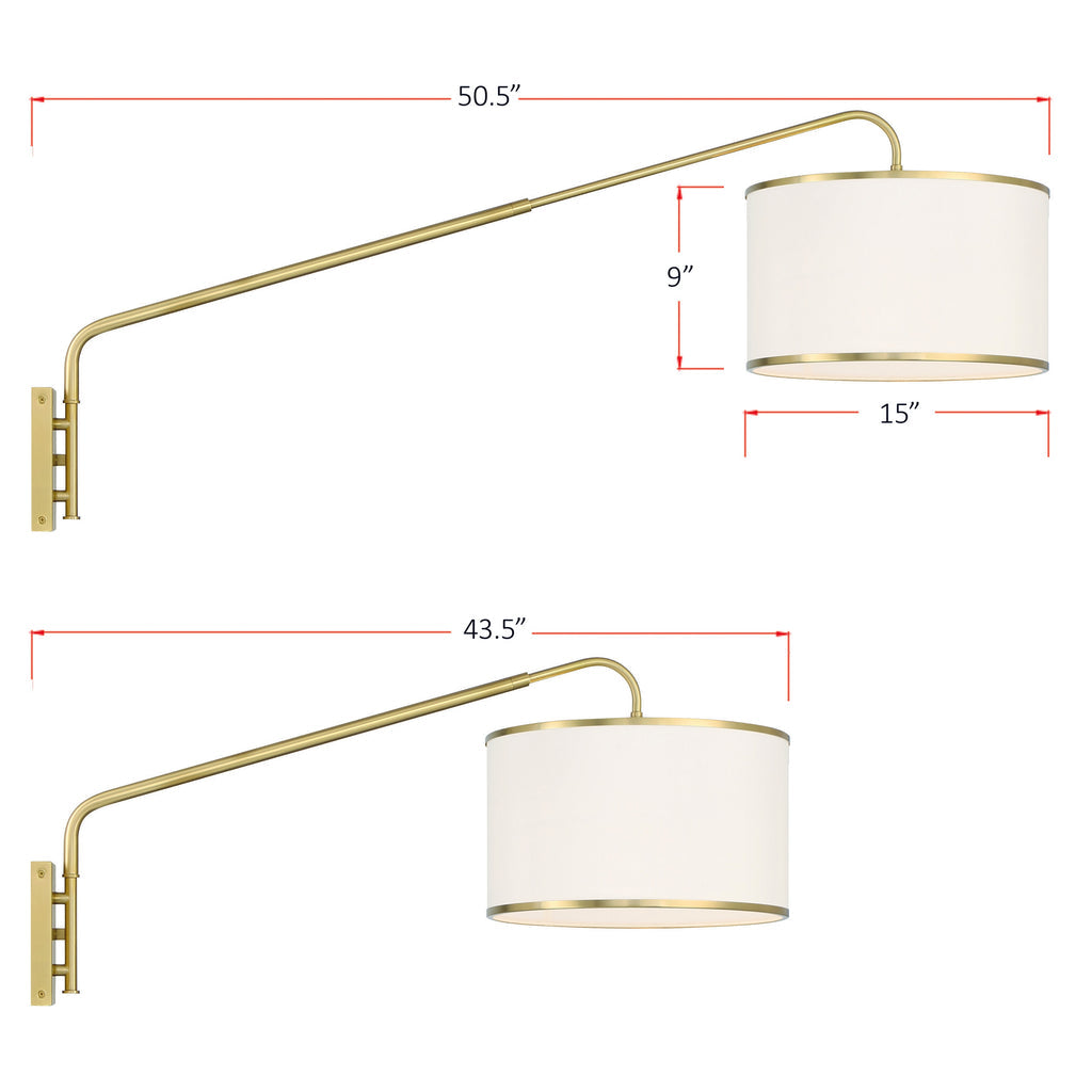 ##Antique Hardware## Mallory 1 Light Soft Brass Task Sconce