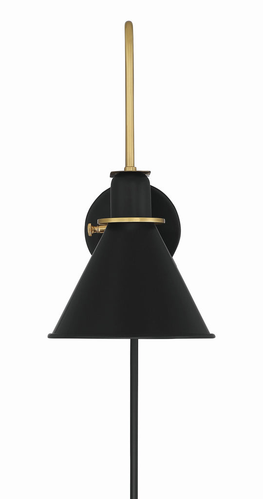 ##Antique Hardware## Medford 1 Light Matte Black Sconce