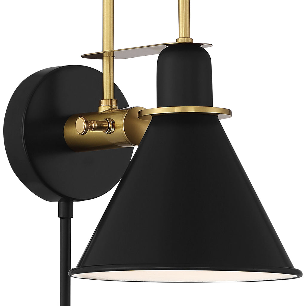 ##Antique Hardware## Medford 1 Light Matte Black Sconce