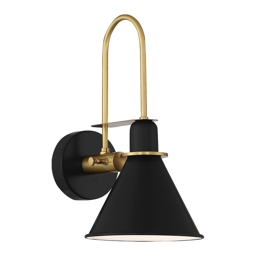 ##Antique Hardware## Medford 1 Light Matte Black Sconce