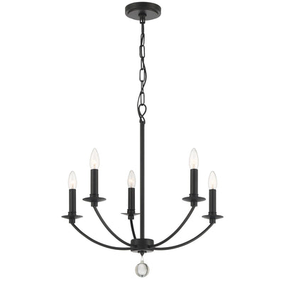 ##Antique Hardware## Mila 5 Light Black Chandelier