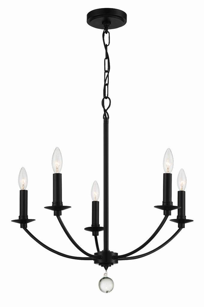 ##Antique Hardware## Mila 5 Light Black Chandelier