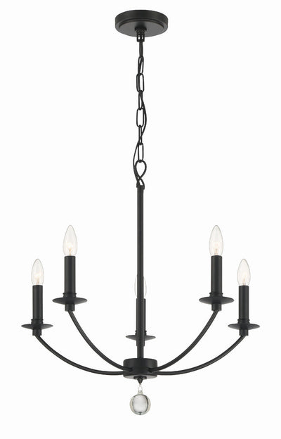 ##Antique Hardware## Mila 5 Light Black Chandelier