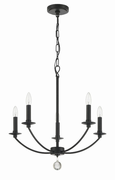 ##Antique Hardware## Mila 5 Light Black Chandelier