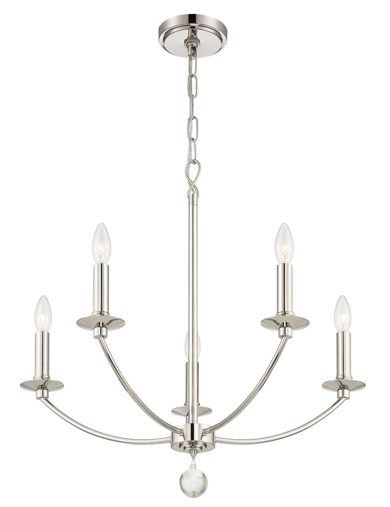 ##Antique Hardware## Mila 5 Light Polished Nickel Chandelier