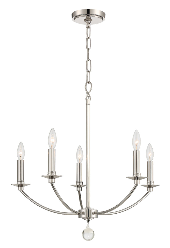 ##Antique Hardware## Mila 5 Light Polished Nickel Chandelier