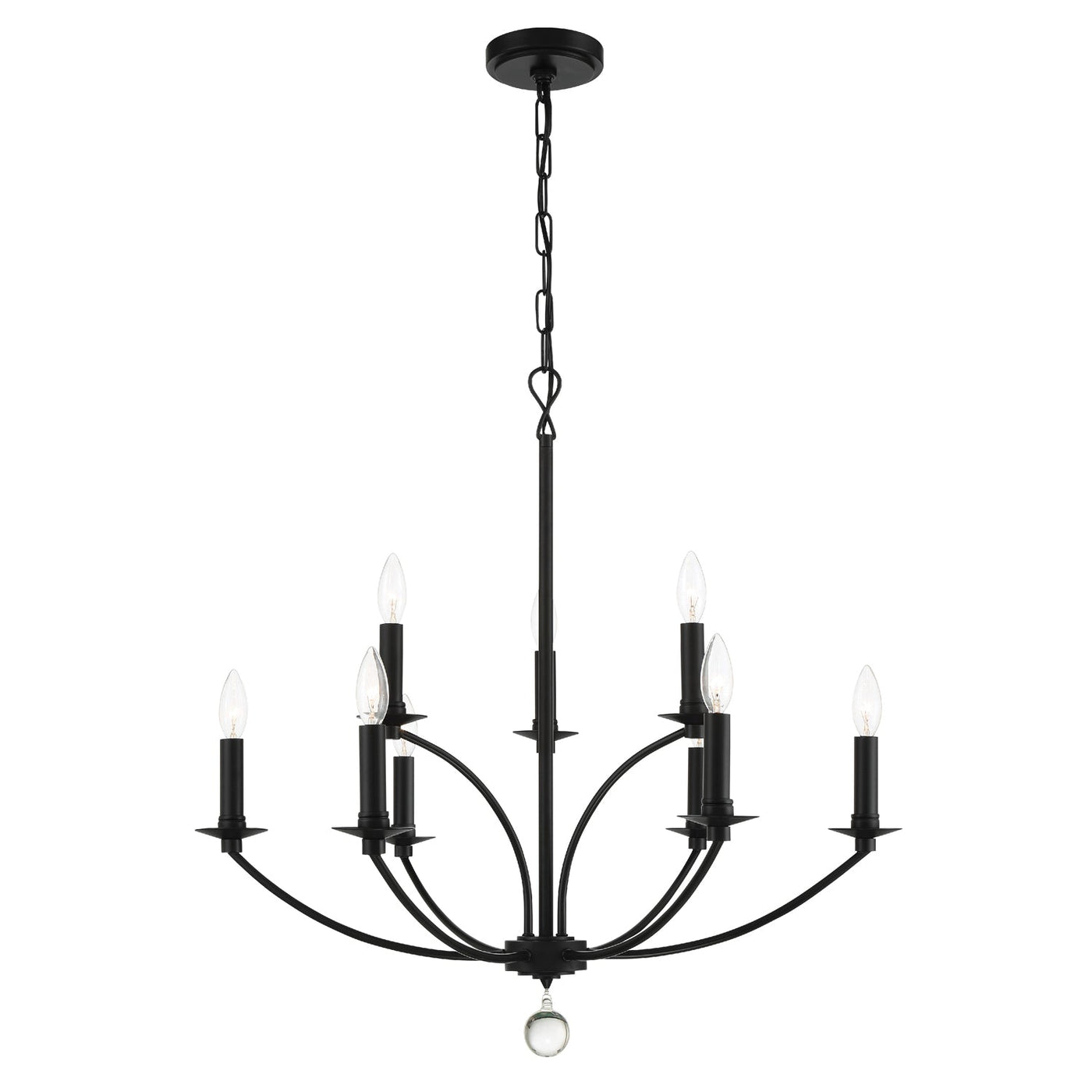 ##Antique Hardware## Mila 9 Light Black Chandelier