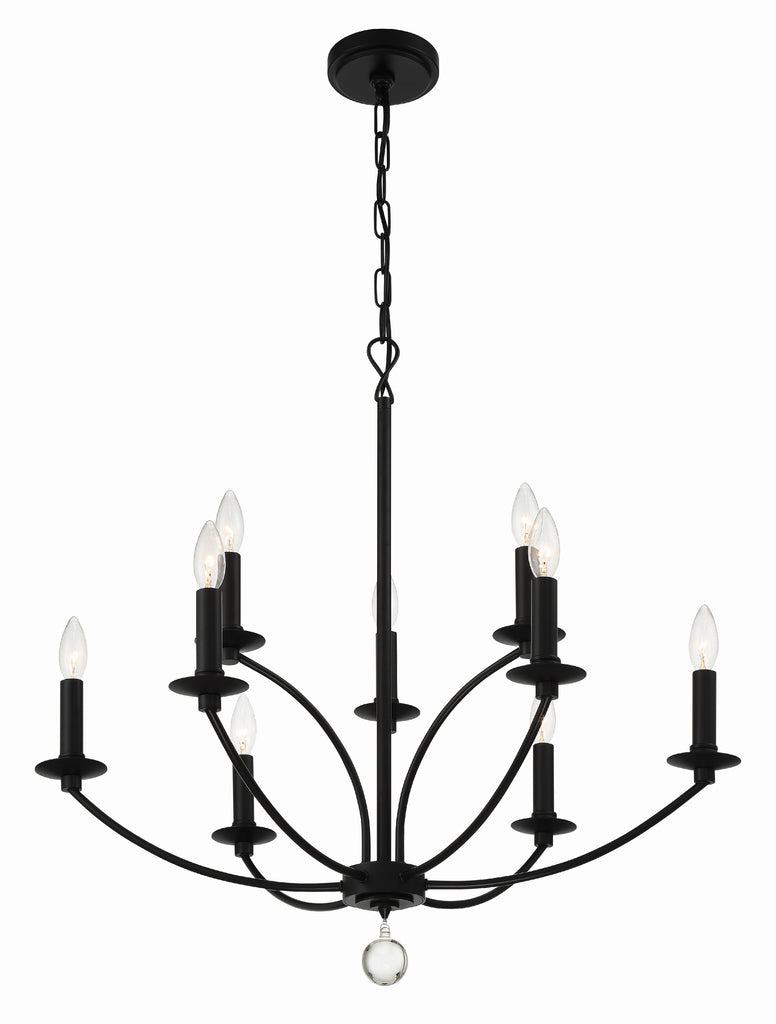 ##Antique Hardware## Mila 9 Light Black Chandelier