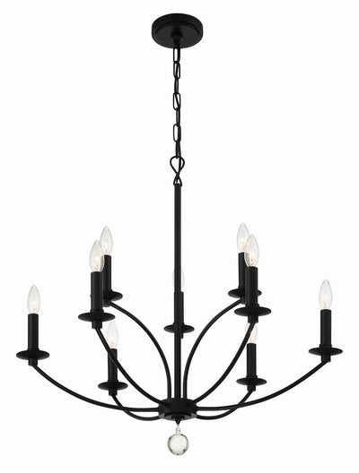 ##Antique Hardware## Mila 9 Light Black Chandelier