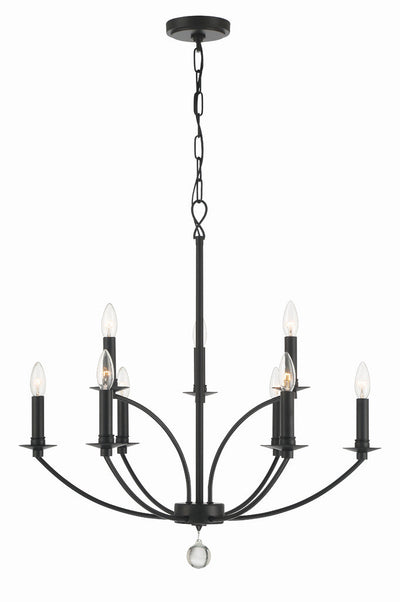 ##Antique Hardware## Mila 9 Light Black Chandelier