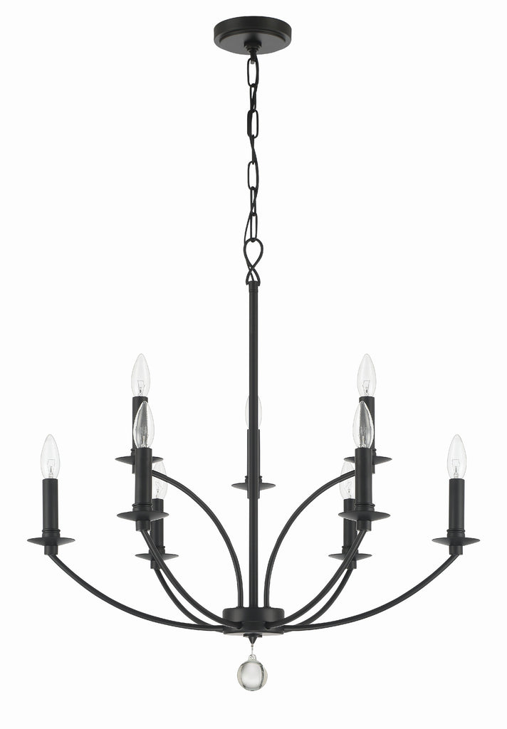 ##Antique Hardware## Mila 9 Light Black Chandelier