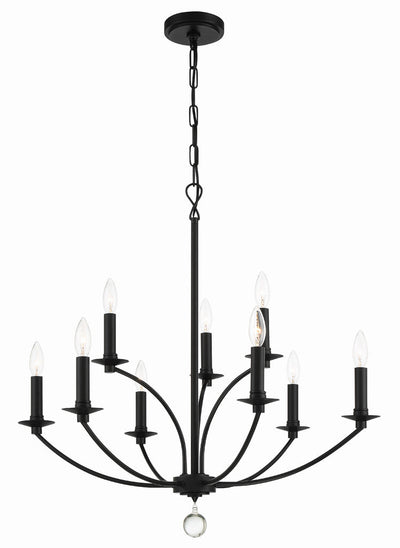 ##Antique Hardware## Mila 9 Light Black Chandelier