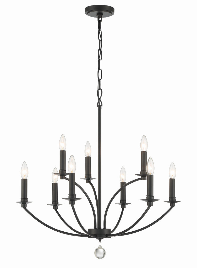 ##Antique Hardware## Mila 9 Light Black Chandelier