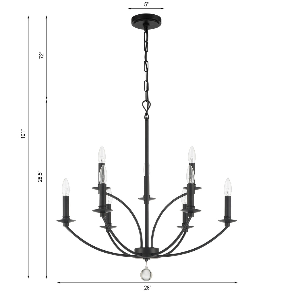 ##Antique Hardware## Mila 9 Light Black Chandelier