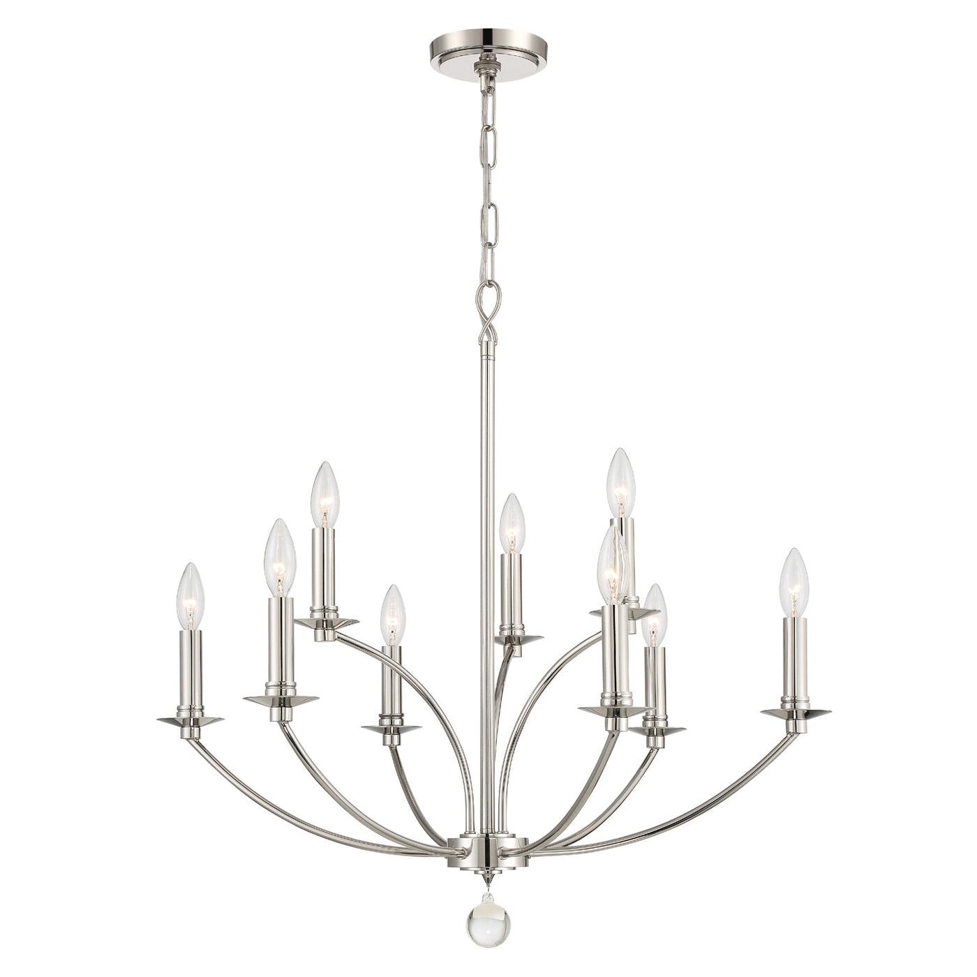 ##Antique Hardware## Mila 9 Light Polished Nickel Chandelier